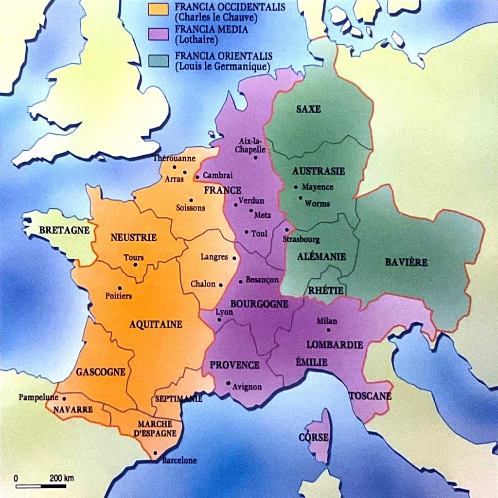 Carte du partage de Verdun